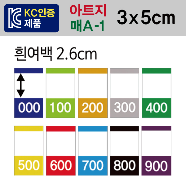 숫자띠라벨(매A-1/아트지)[3x5] 1장(20개입) 아트지