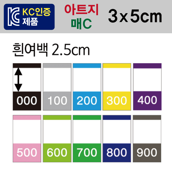 숫자띠라벨(매C/아트지)[3x5] 1장(20개입) 아트지
