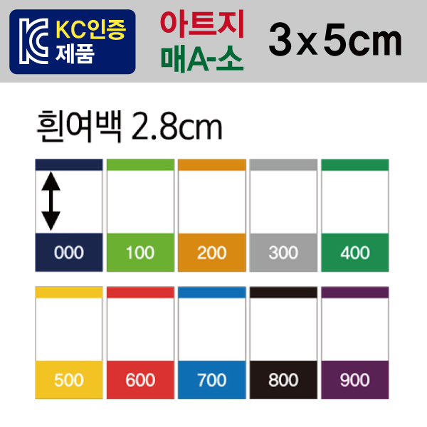숫자띠라벨(매A-소/아트지)[3x5] 1장(20개입) 아트지