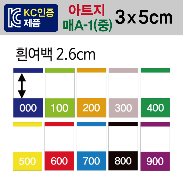 숫자띠라벨(매A-1-중/아트지)[3x5] 1장(20개입) 아트지