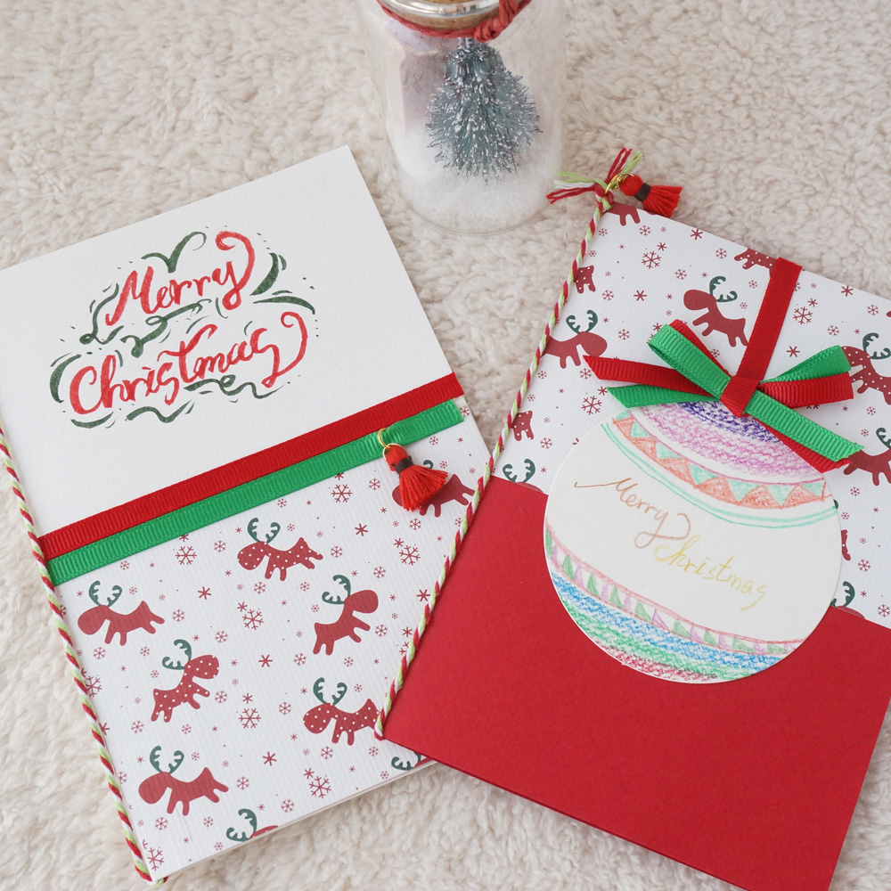 화이트 크리스마스 카드 만들기 -2개 완성 패키지- 작은손이야기