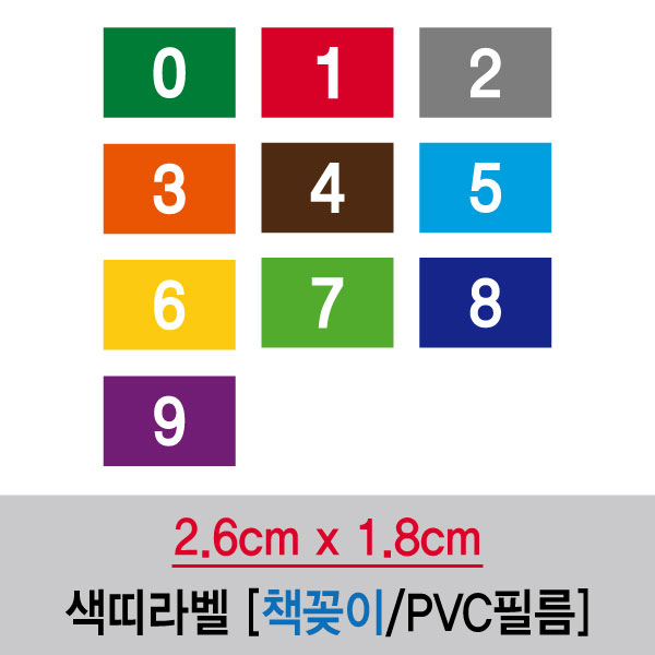 숫자띠라벨(책꽂이/PVC필름)[2.6x1.8] 1장(50개입) PVC필름