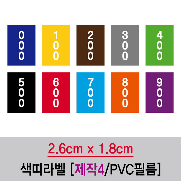 숫자띠라벨(제작4/PVC필름)[1.8x2.6] 1장(50개입) PVC필름