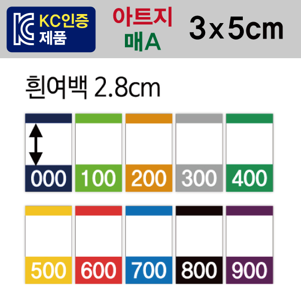 숫자띠라벨(매A/아트지)[3x5] 1장(20개입) 아트지