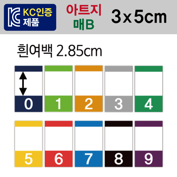 숫자띠라벨(매B/아트지)[3x5] 1장(20개입) 아트지