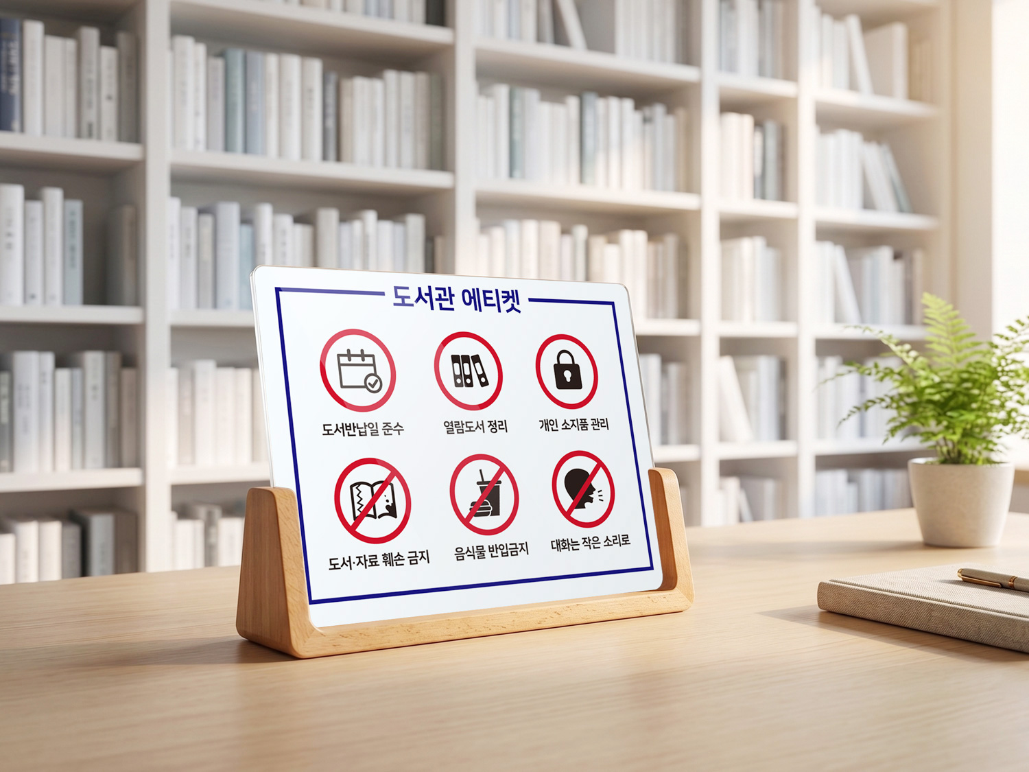 사용 예시 2 — 우드 스탠드 안내표시판 연출