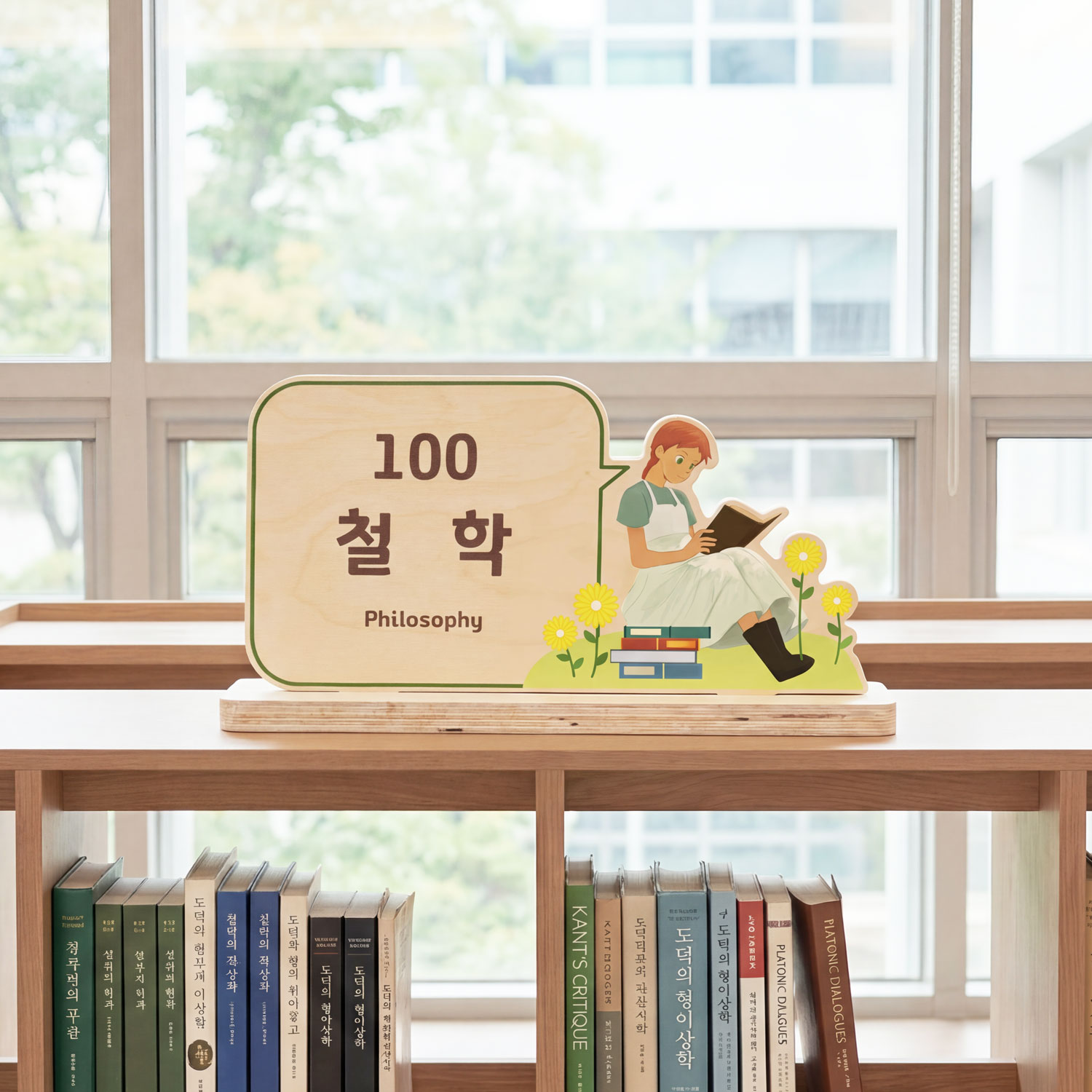 도서관 분류 표지 제품 컷 — 800 문학(Literature) 우드 사인 스튜디오 컷