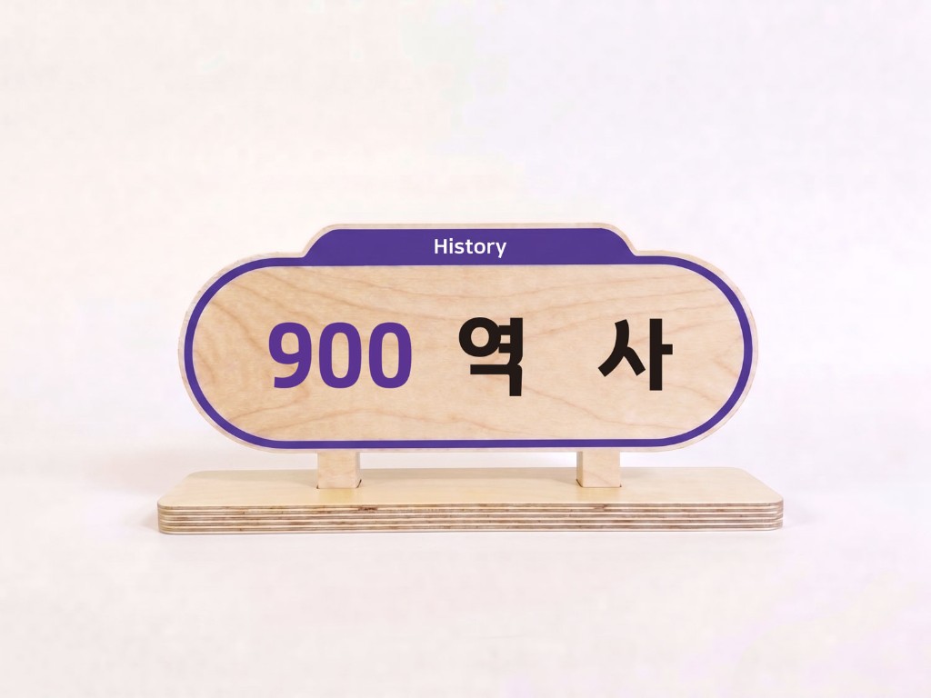 넓어진 30cm 와이드 사이즈 — 900 역사(History) 라운드 스탠드 대분류표시판 정면 컷