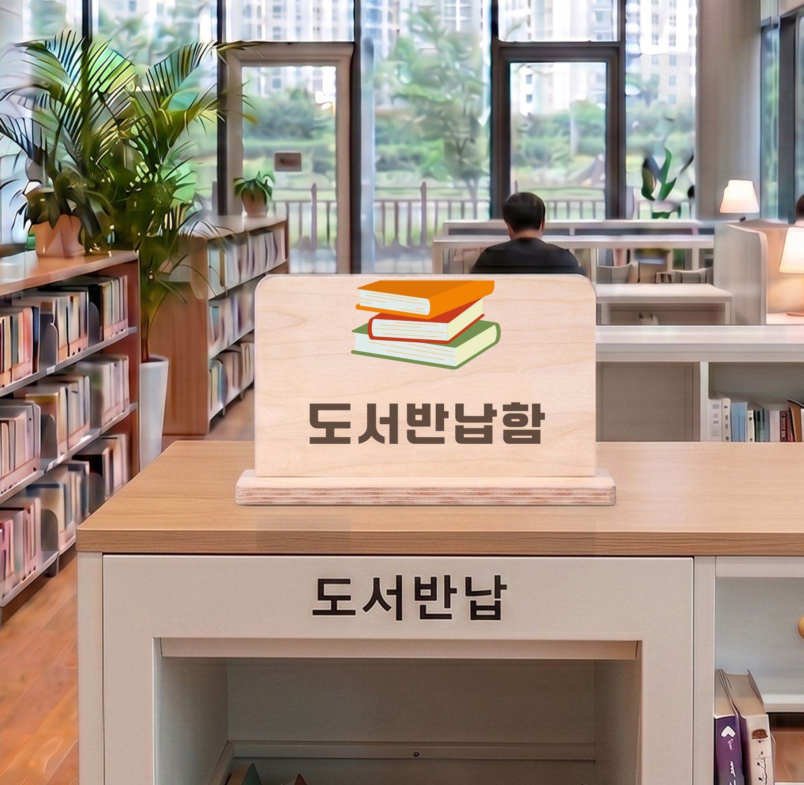 사용 예시 2 — 신발장·실내화 보관 안내 스탠드, 복도·탈의 공간 연출