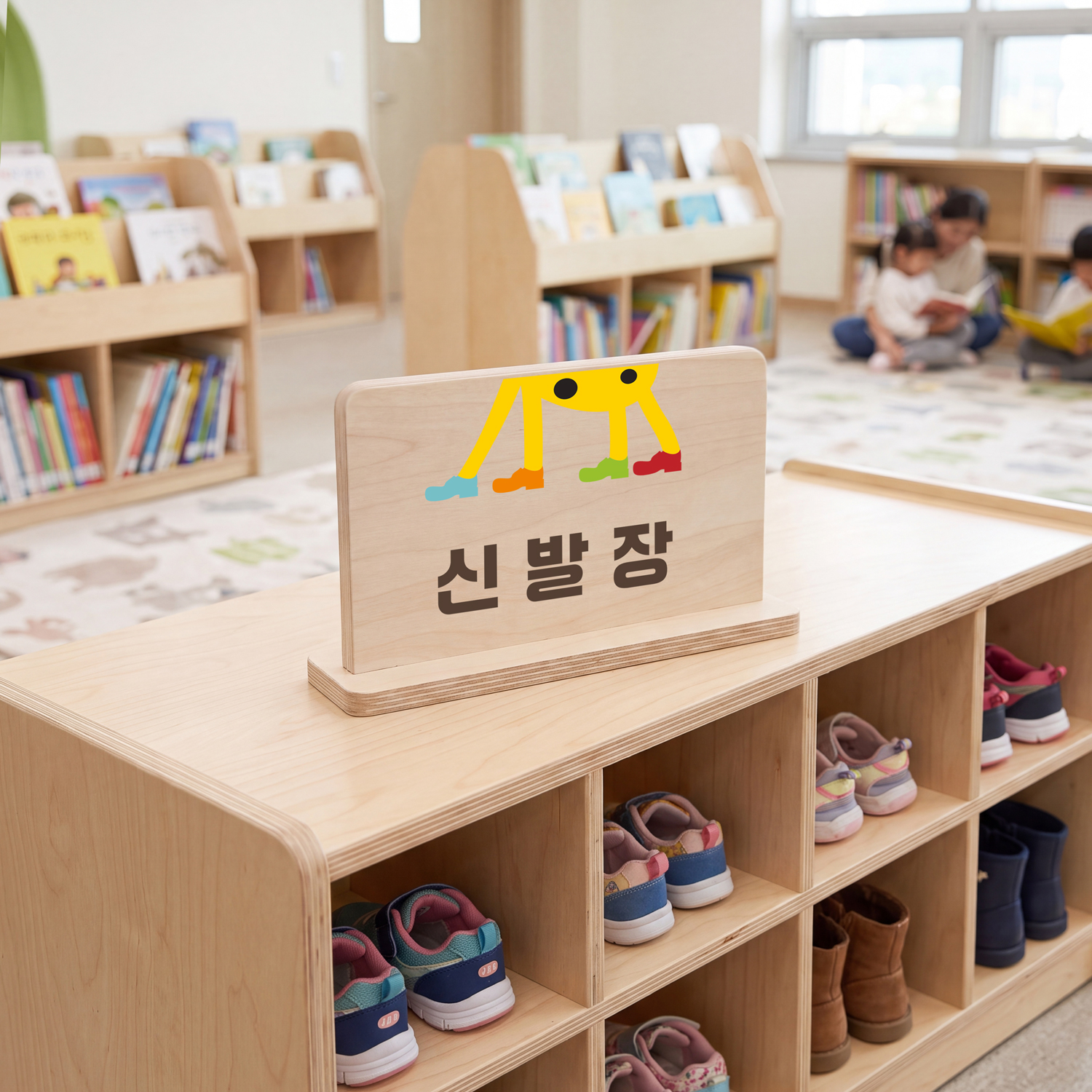 사용 예시 5 — 보관 안내 스탠드, 공공시설 수납 공간 연출