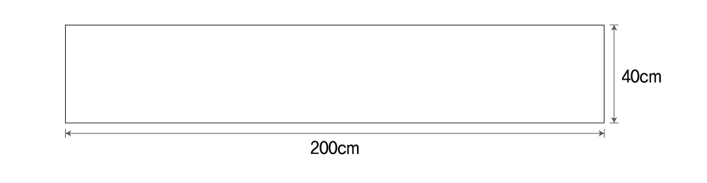 사이즈 안내 — 가로 190cm, 세로 35cm 측정 예시