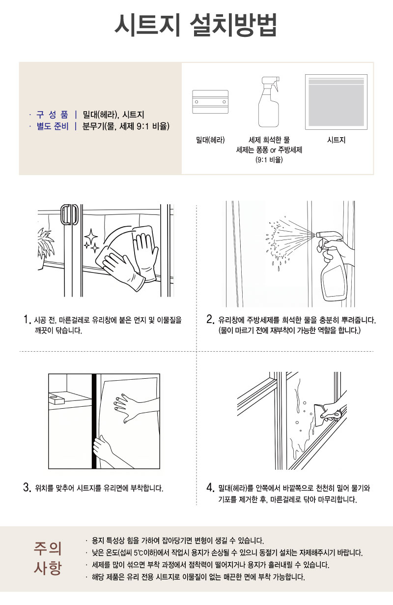시트지 설치방법 — 준비물, 5단계 시공 순서, 주의 사항