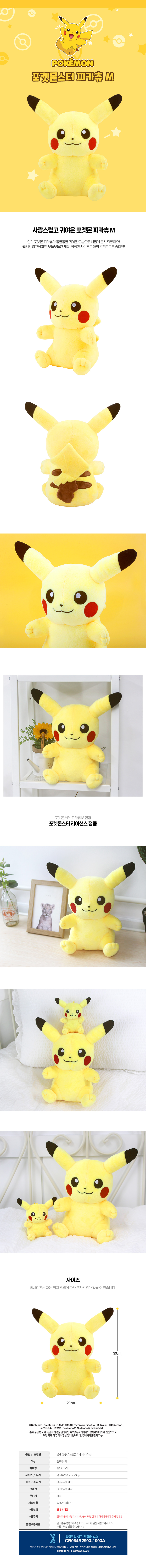 포켓몬스터 피카츄 인형 M