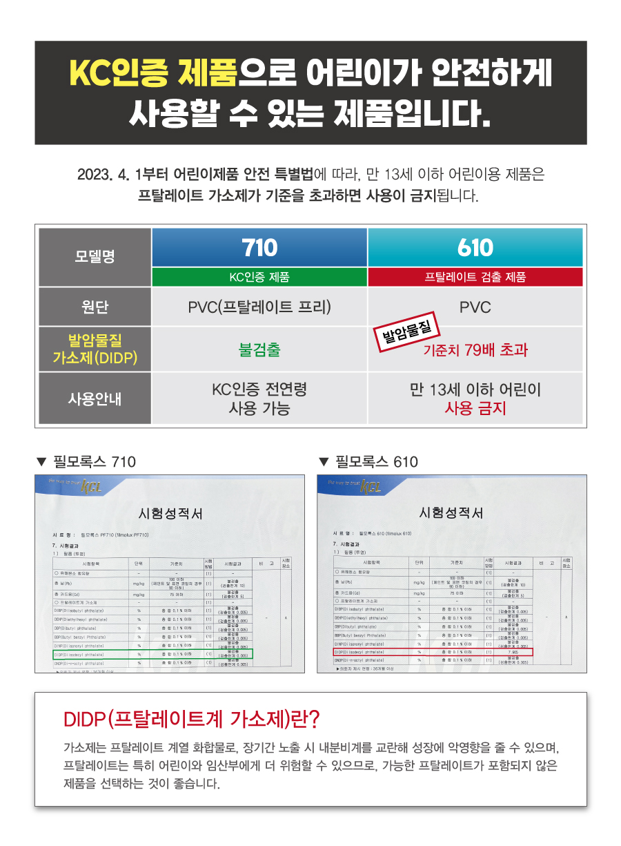 710, 610 원단 비교